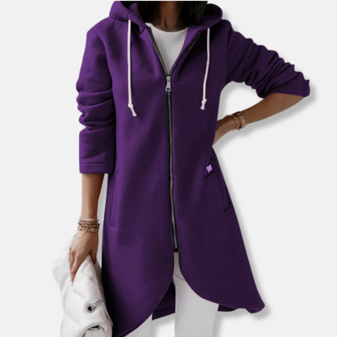 Ladies Hoodie Jacket – Relaxed Fit – Cotton Mix – Hood with Zipper – Mid-Length - Image 3