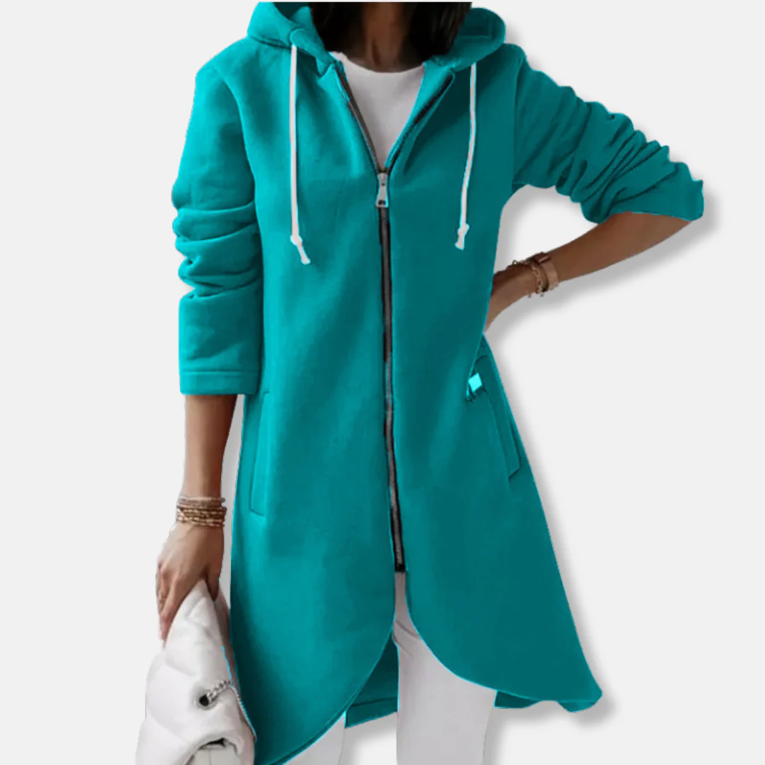 Ladies Hoodie Jacket – Relaxed Fit – Cotton Mix – Hood with Zipper – Mid-Length - Image 4