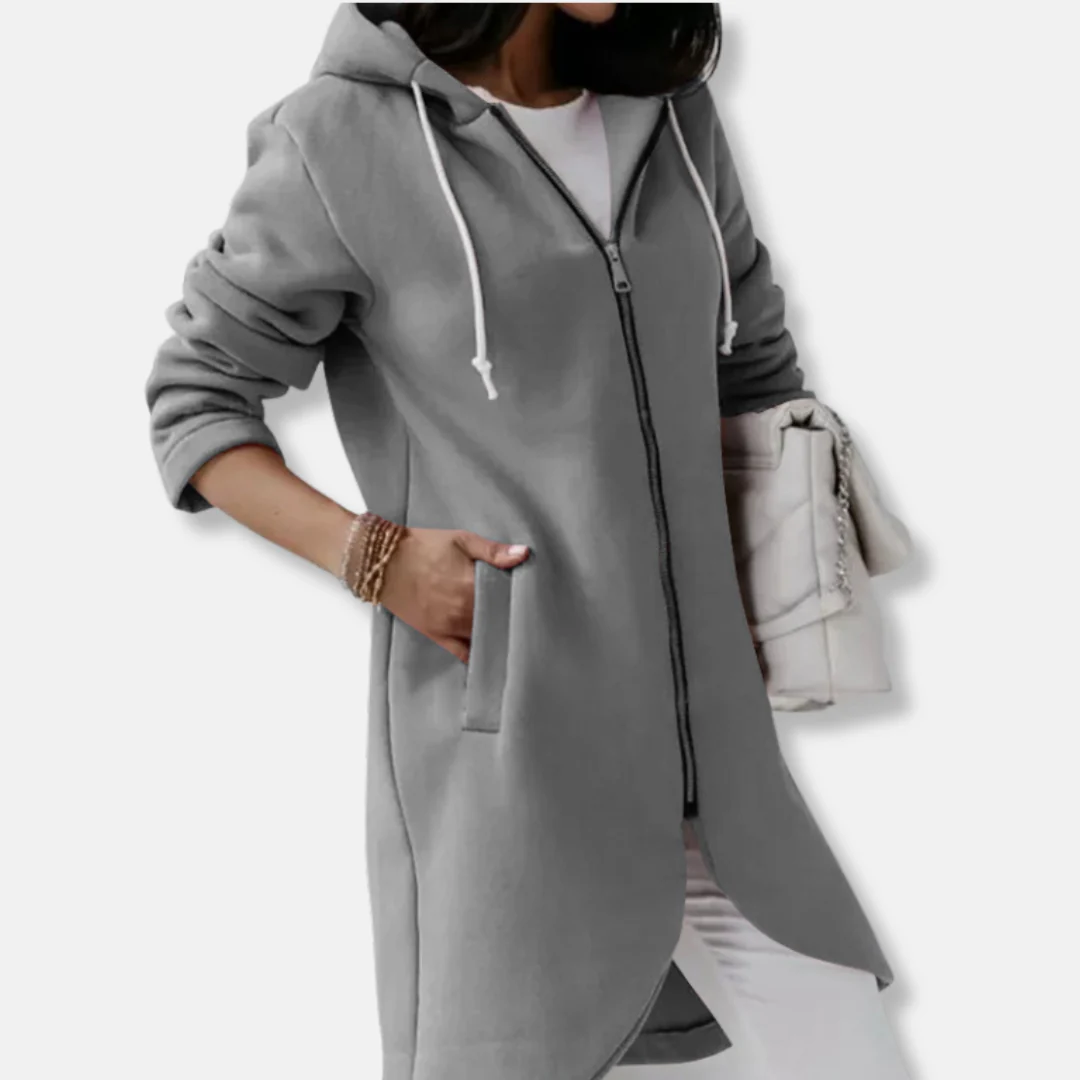 Ladies Hoodie Jacket – Relaxed Fit – Cotton Mix – Hood with Zipper – Mid-Length - Image 6