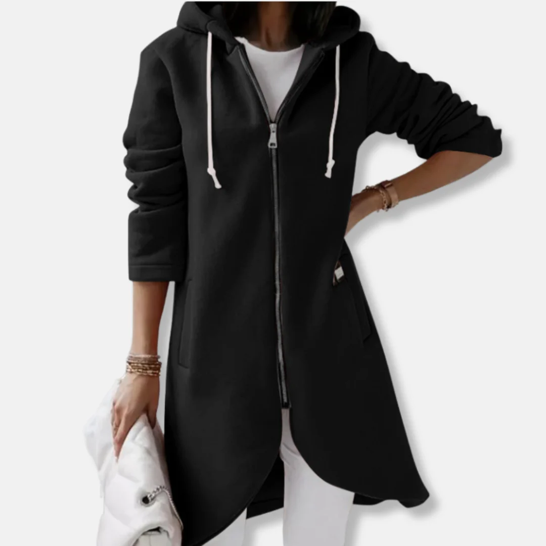Ladies Hoodie Jacket – Relaxed Fit – Cotton Mix – Hood with Zipper – Mid-Length - Image 7