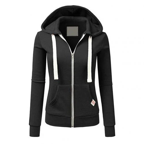 Women's Hoodie with Zipper – Slim Fit – Cotton Blend – Hood – Kangaroo Pocket - Image 2