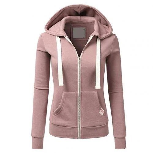 Women's Hoodie with Zipper – Slim Fit – Cotton Blend – Hood – Kangaroo Pocket - Image 4