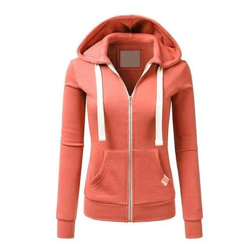Women's Hoodie with Zipper – Slim Fit – Cotton Blend – Hood – Kangaroo Pocket - Image 5