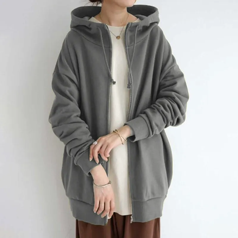 Women's Hoodie – Oversized Fit – Fleece – Long Sleeves – Zip Closure Casual - Image 3