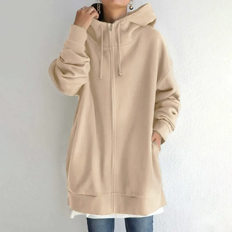 Women's Hoodie – Oversized Fit – Fleece – Long Sleeves – Zip Closure Casual - Image 4