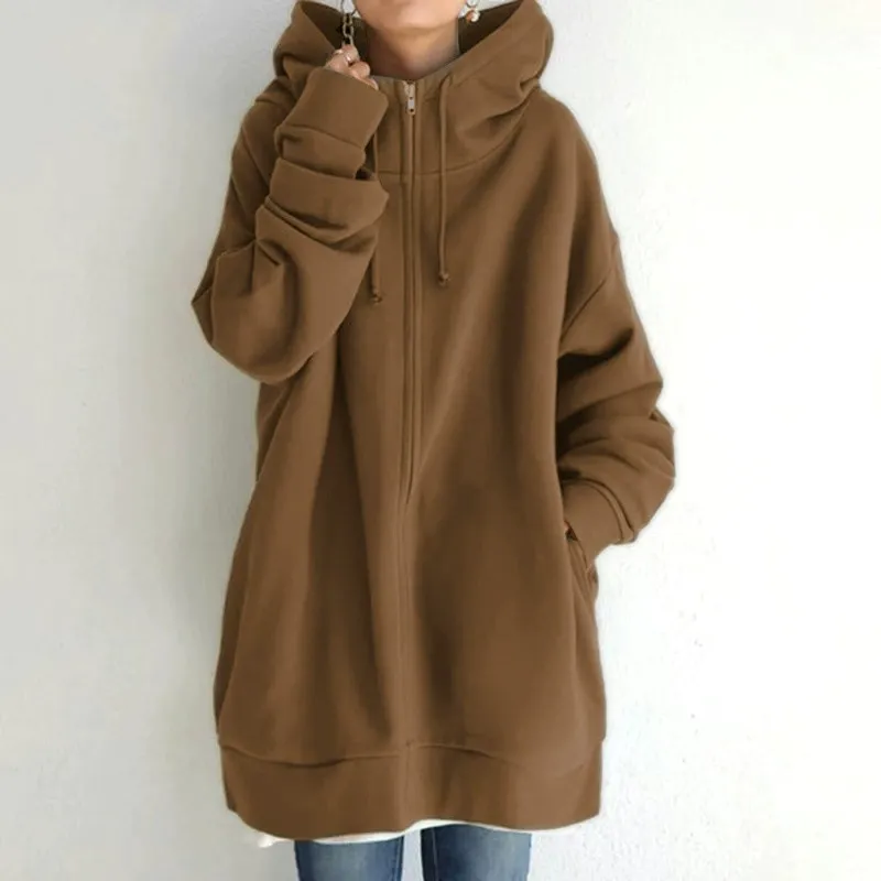 Women's Hoodie – Oversized Fit – Fleece – Long Sleeves – Zip Closure Casual - Image 5