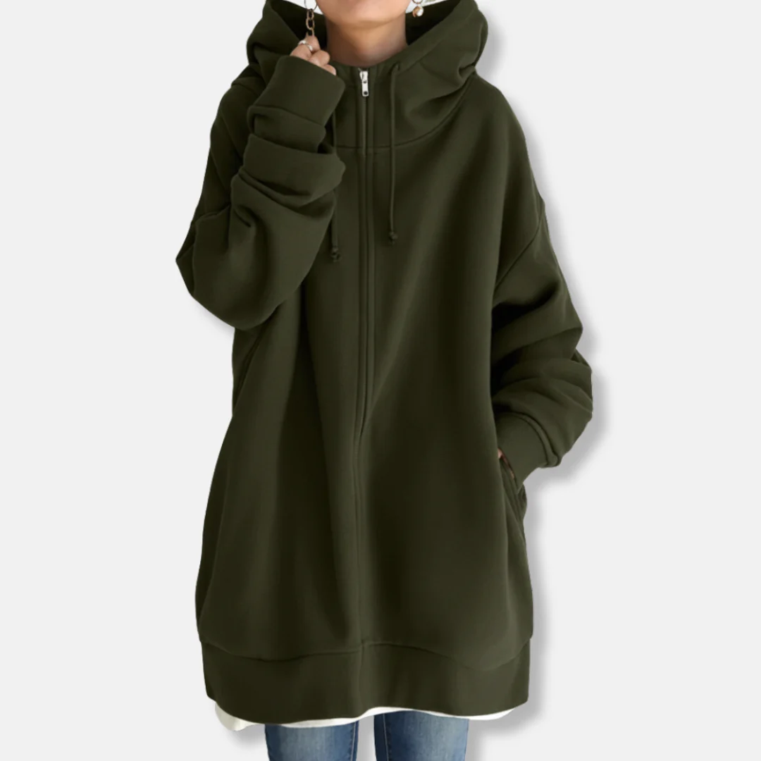 Women's Hoodie – Oversized Fit – Soft Fabric – Zipper Closure – Long Sleeves - Image 2