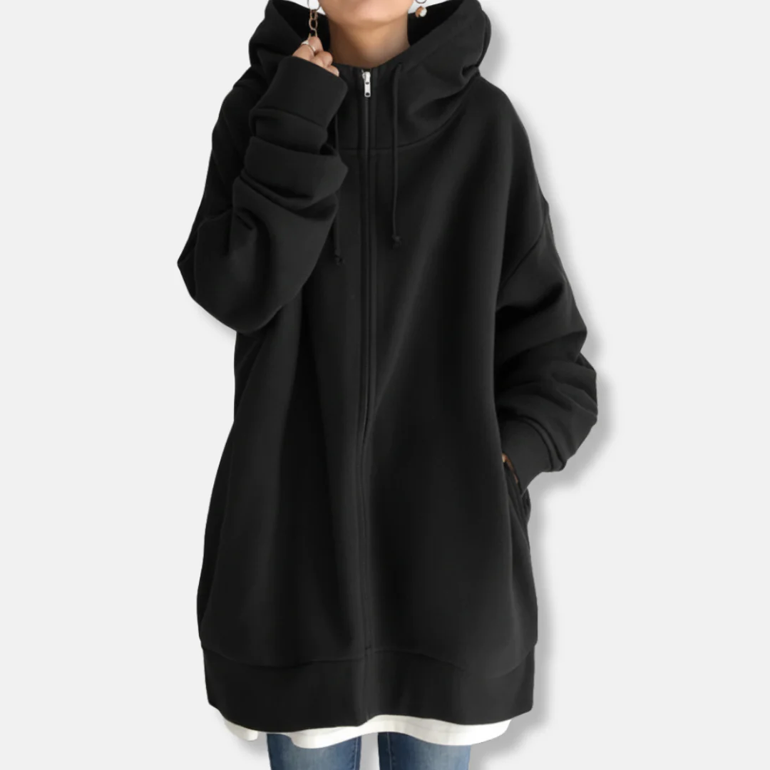 Women's Hoodie – Oversized Fit – Soft Fabric – Zipper Closure – Long Sleeves - Image 3
