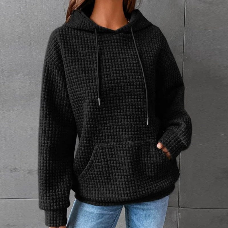 Women's Hoodie – Relaxed Fit – Quilted Fabric – Hood with Drawstring – Kangaroo Pocket - Image 2