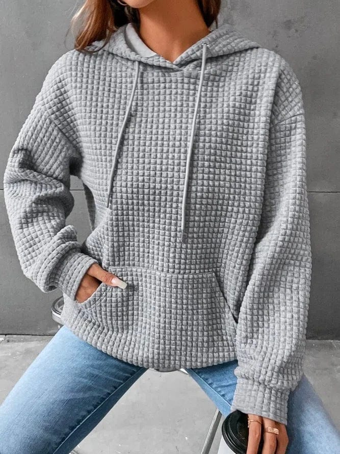 Women's Hoodie – Relaxed Fit – Quilted Fabric – Hood with Drawstring – Kangaroo Pocket - Image 3