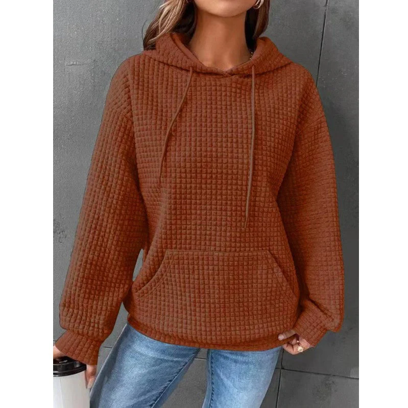 Women's Hoodie – Relaxed Fit – Quilted Fabric – Hood with Drawstring – Kangaroo Pocket - Image 5
