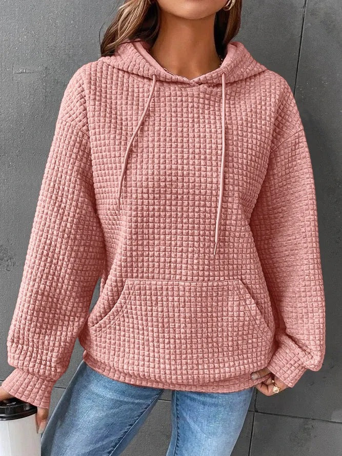 Women's Hoodie – Relaxed Fit – Quilted Fabric – Hood with Drawstring – Kangaroo Pocket - Image 6