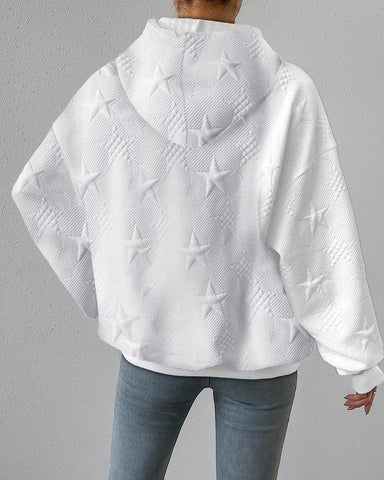 Ladies Hoodie Sweater – Oversized Fit – Knitted – Star Relief – Long Sleeves - Image 2