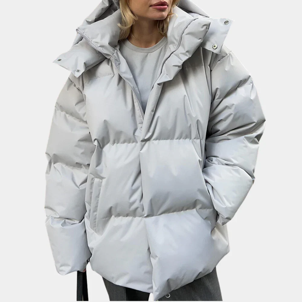 Women's Jacket – Oversized Fit – Padded Design – Hood – Hip Length - Image 2