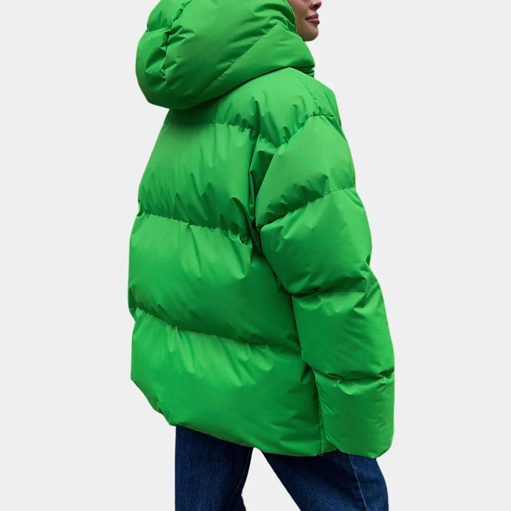 Women's Jacket – Oversized Fit – Padded Design – Hood – Hip Length - Image 3