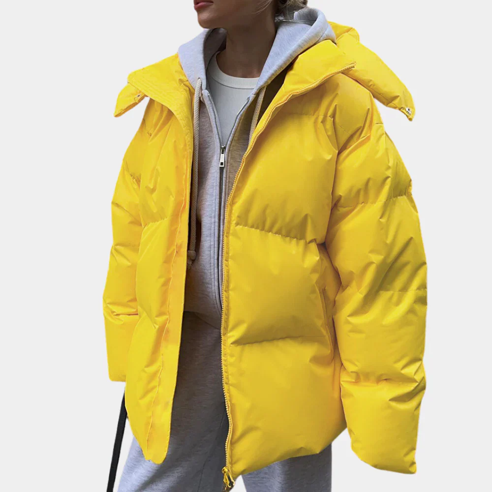 Women's Jacket – Oversized Fit – Padded Design – Hood – Hip Length - Image 5