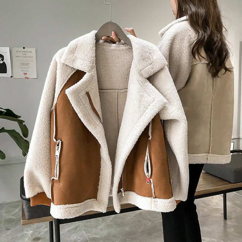 Women's Coat – Faux Fur – Oversized Fit – Notched Lapel – Zip Closure - Image 2
