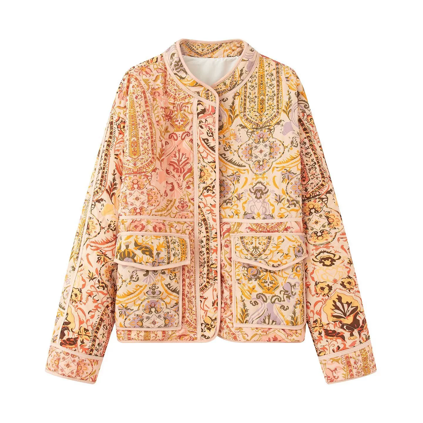 Women's coat – Oversized fit – Boho style – Padded tweed – Open model with pockets - Image 2