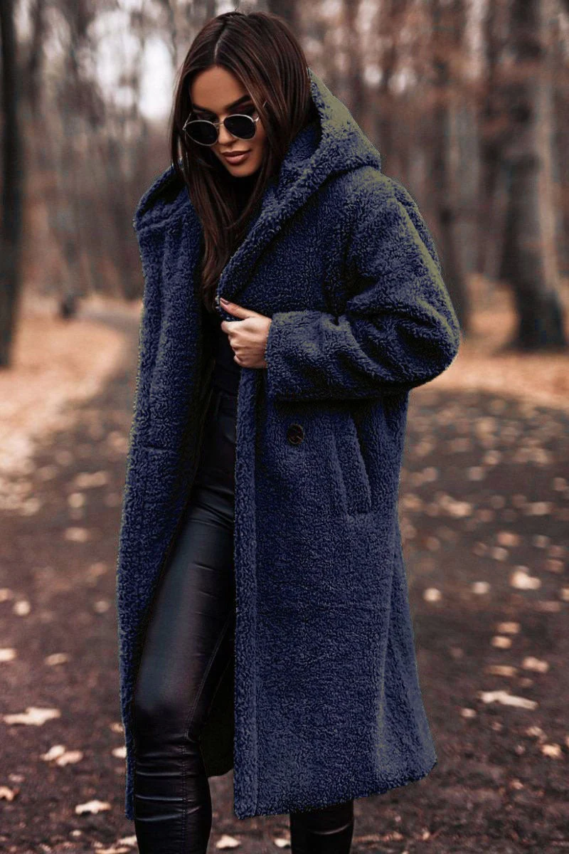 Ladies Coat – Oversized Fit – Wool – Full Length – Hood and Buttons - Image 5