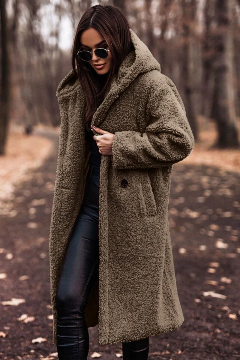 Ladies Coat – Oversized Fit – Wool – Full Length – Hood and Buttons - Image 6