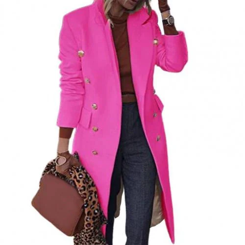 Ladies Coat – Wool-blend – Tailored Fit – Double-breasted – Knee-length – Formal Style - Image 2