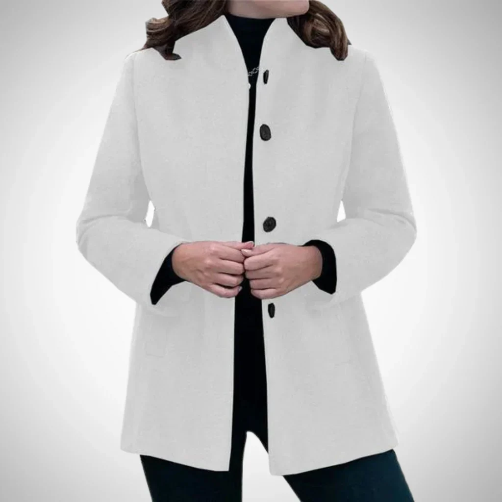 Women's Coat – Wool Blend – Tailored Fit – Stand-up Collar – Hip Length - Image 5