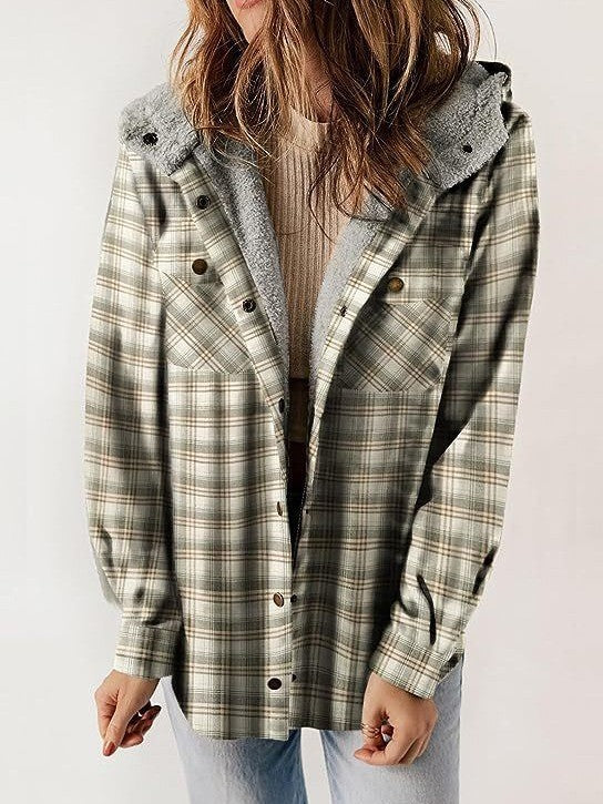 Ladies Coat – Wool – Relaxed Fit – Hood with Plush Lining – Button Closure - Image 4