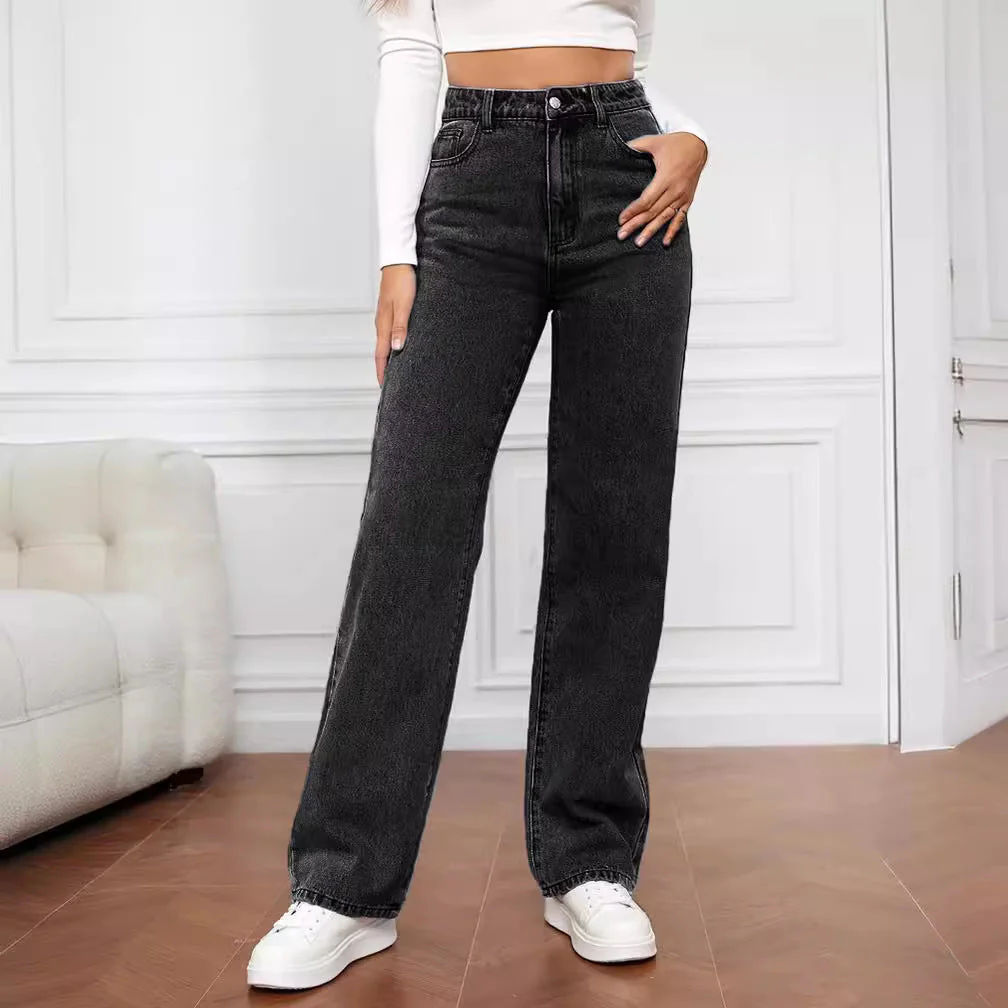 Women's Jeans – High Waist – Straight Leg – Denim – Full Length Casual Fit - Image 3