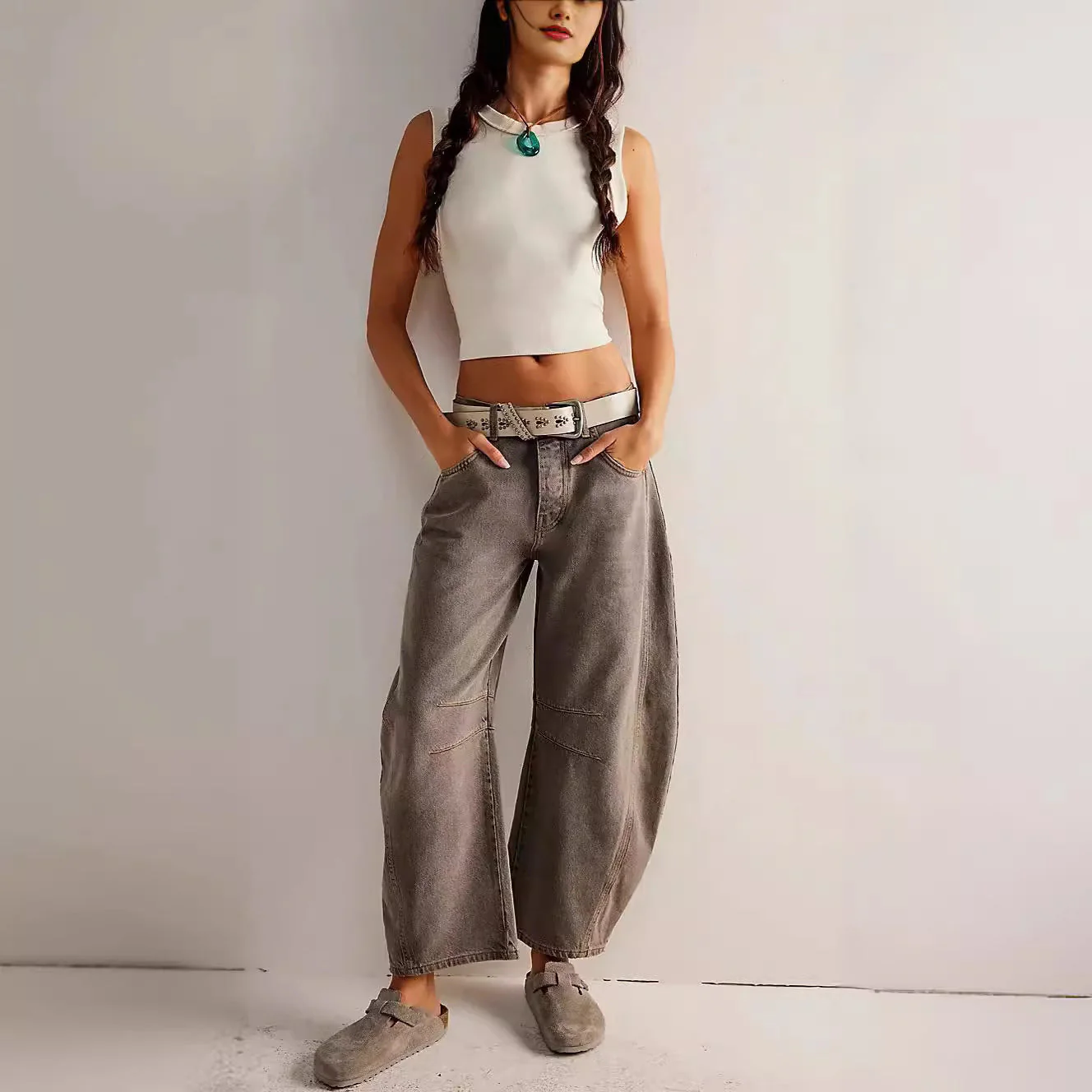 Women's Jeans – Wide Legs – Loose Fit – Full Length – Denim Casual Style - Image 3