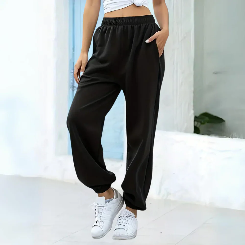 Women's Jogging Pants – Relaxed Fit – Cotton Blend – Elastic Waist – Cuffs – Side Pockets - Image 2