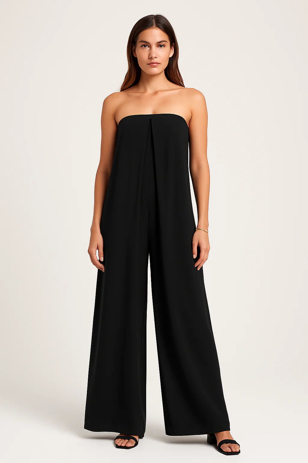 Women's Jumpsuit – Bandeau Top – Wide Legs – Relaxed Fit – Light Fabric - Image 2