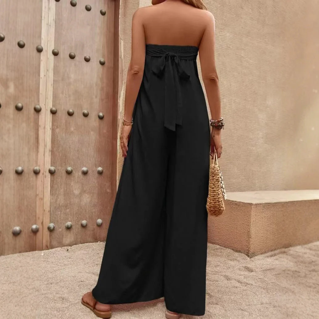 Women's Jumpsuit – Bandeau Top – Wide Legs – Relaxed Fit – Light Fabric - Image 5
