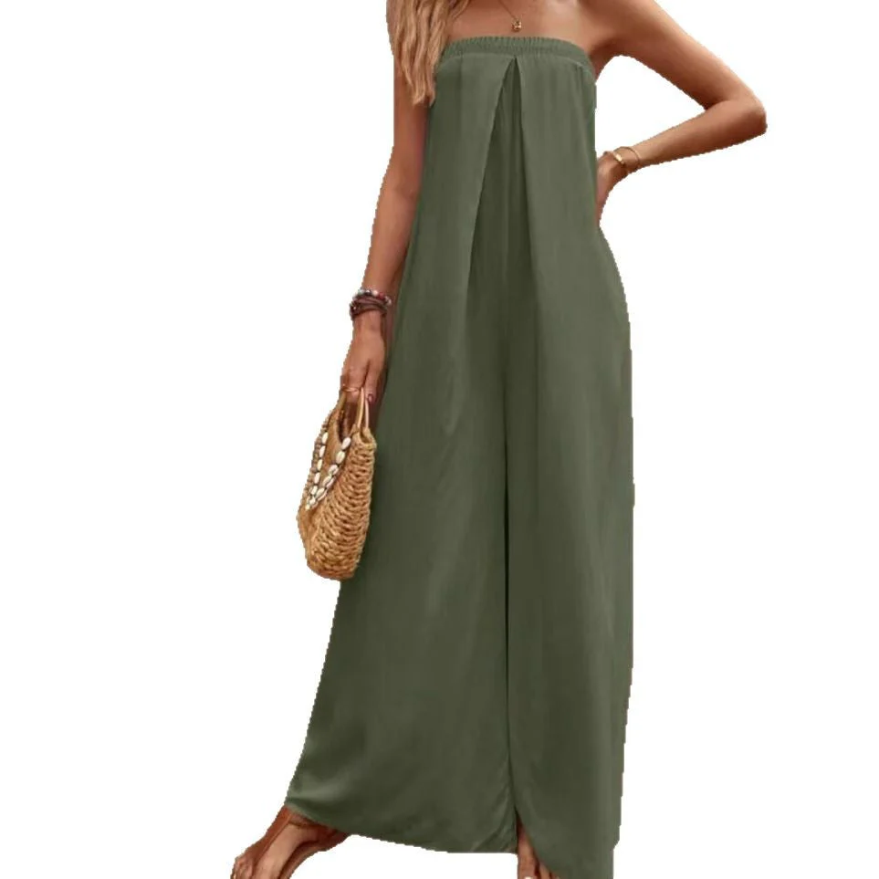 Women's Jumpsuit – Bandeau Top – Wide Legs – Relaxed Fit – Light Fabric - Image 7