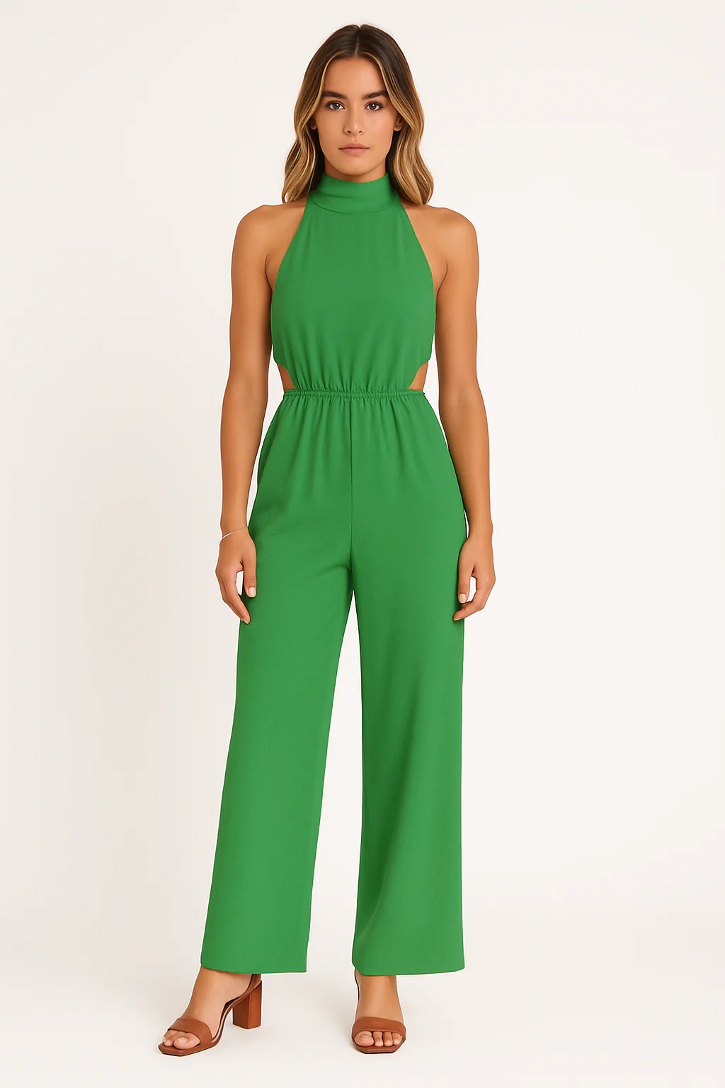 Women's Jumpsuit – Halterneck – Wide Legs – Relaxed Fit – Cut-Out Detail - Image 4