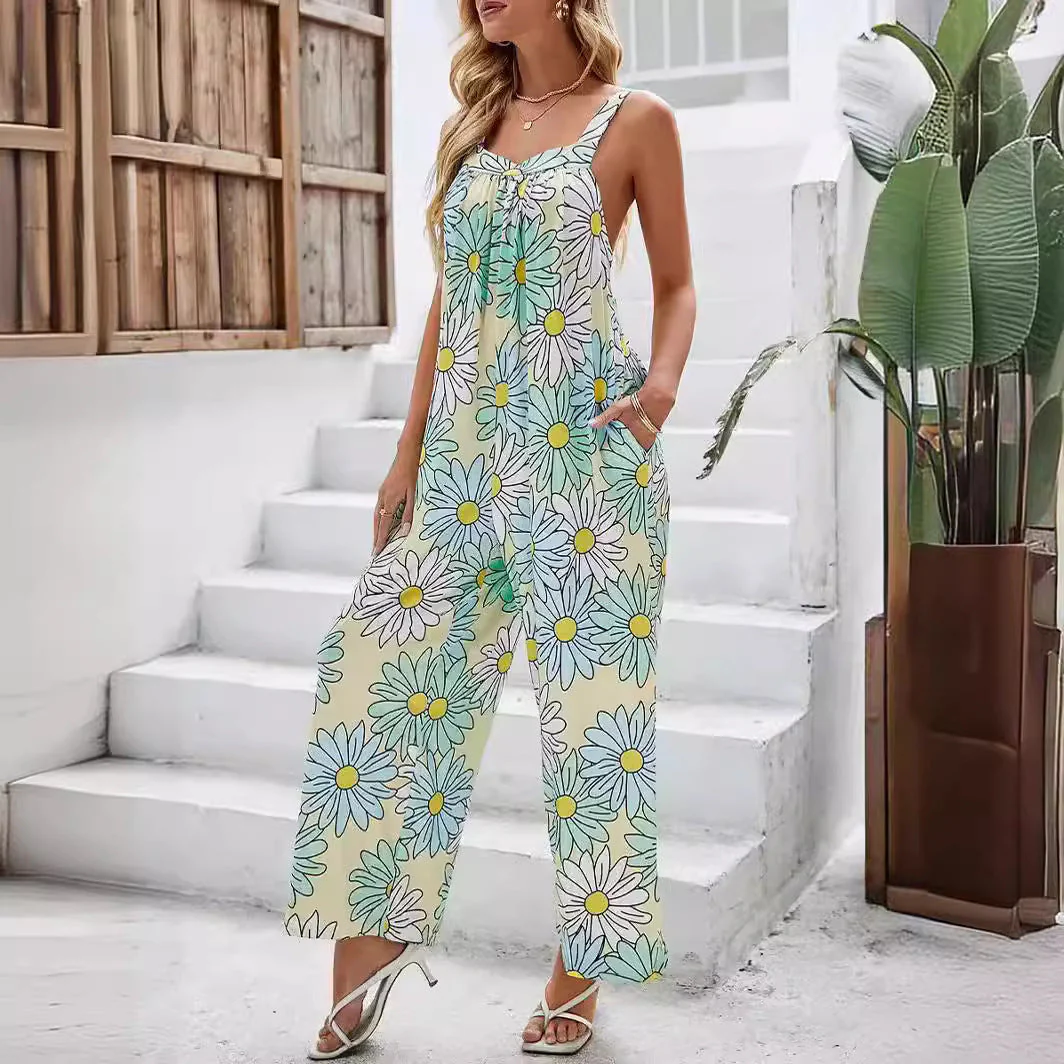 Women's Jumpsuit – Loose Fit – Wide Legs – Airy Fabric – Abstract Print - Image 2