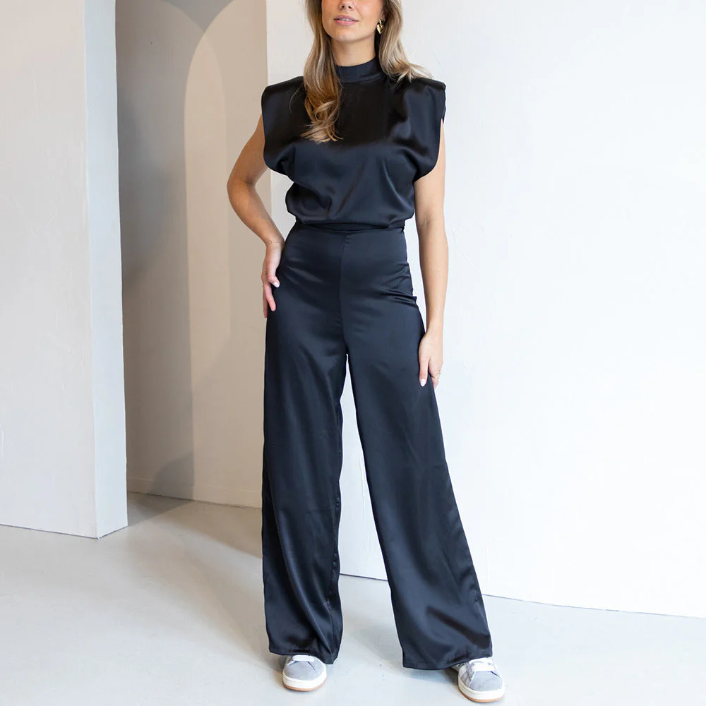 Ladies Jumpsuit – Luxury Satin Look – Sleeveless – Wide Legs – Open Back – Relaxed Fit - Image 7