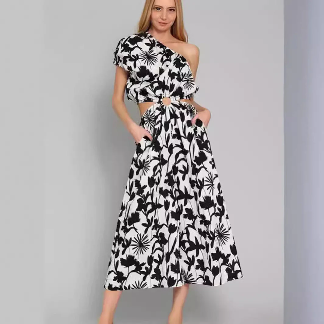 Ladies Jumpsuit – One Shoulder – Waist Cut-Out – Wide Legs – Breathable Model - Image 3