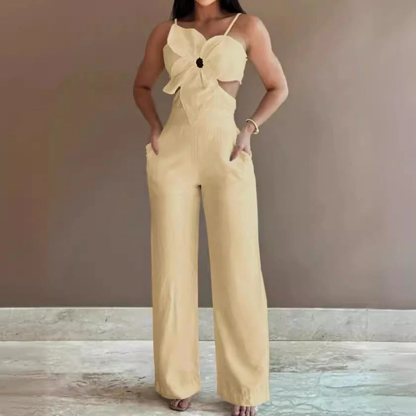 Women's Jumpsuit – Open Back – Wide Legs – Tie Front – Breathable Design - Image 4