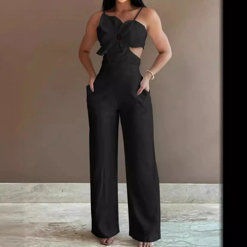 Women's Jumpsuit – Open Back – Wide Legs – Tie Front – Breathable Design - Image 5