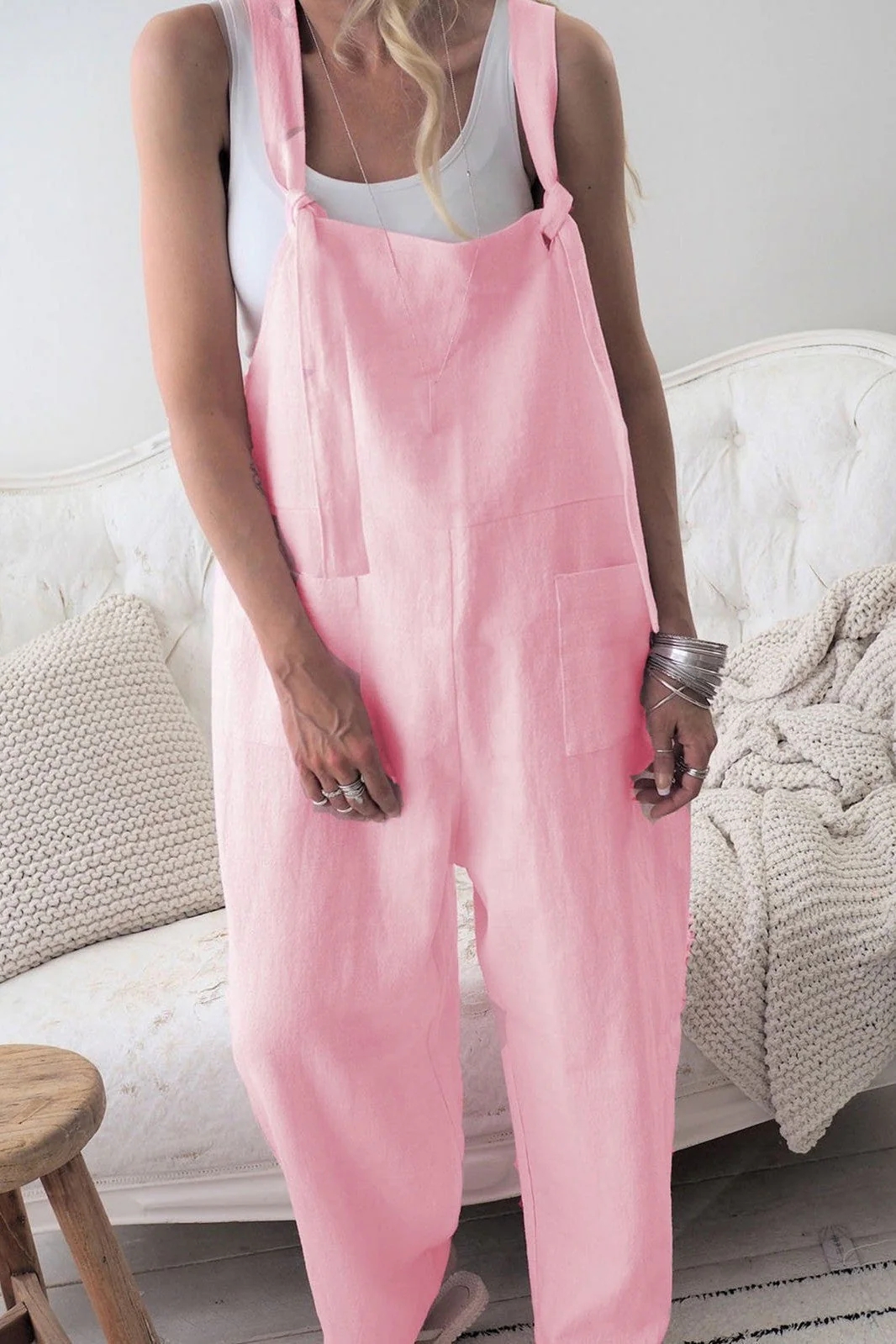 Women's jumpsuit – Relaxed fit – Wide legs – Adjustable straps – With pockets - Image 6