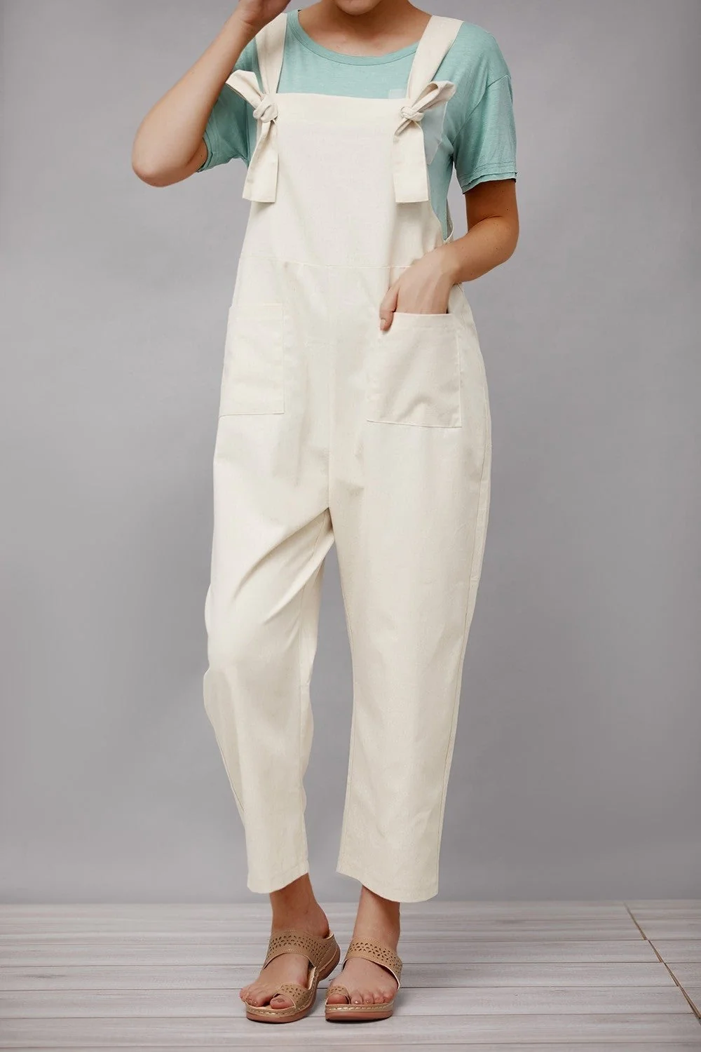Women's jumpsuit – Relaxed fit – Wide legs – Adjustable straps – With pockets - Image 7