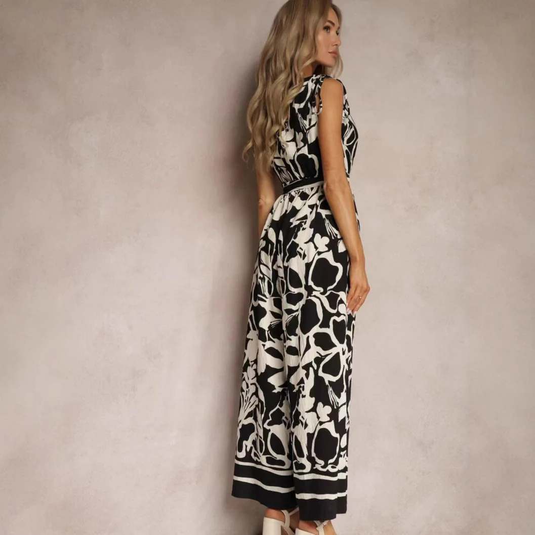 Ladies jumpsuit – Relaxed fit – V-neck – Sleeveless – Print – Drawstring waist – Full length - Image 3