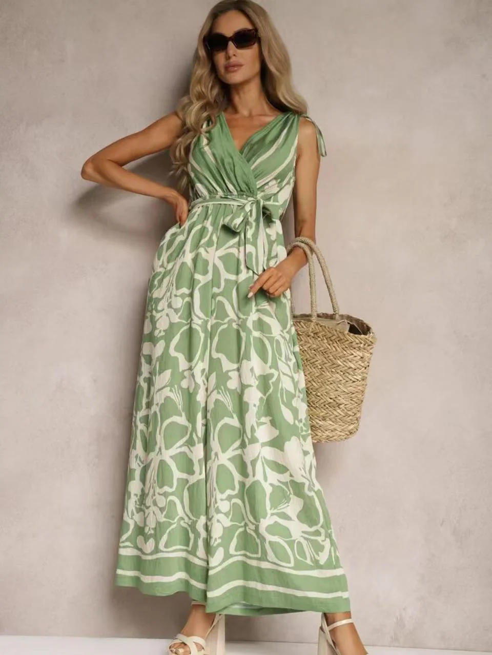 Ladies jumpsuit – Relaxed fit – V-neck – Sleeveless – Print – Drawstring waist – Full length - Image 5