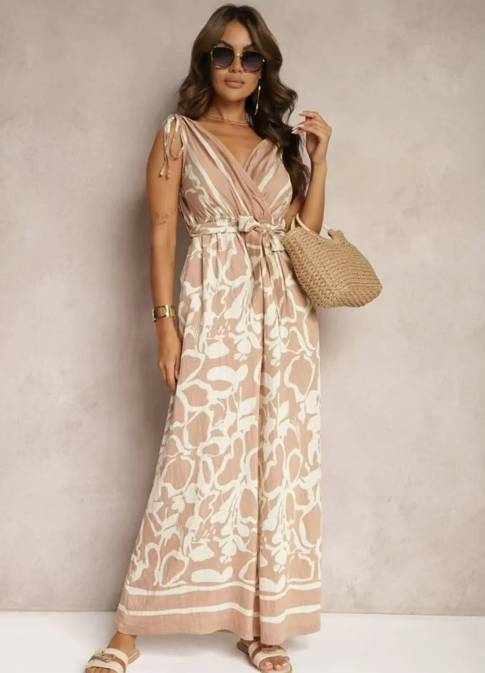 Ladies jumpsuit – Relaxed fit – V-neck – Sleeveless – Print – Drawstring waist – Full length - Image 6