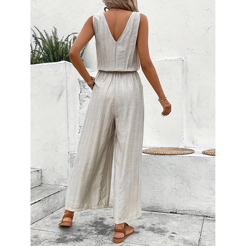 Ladies Jumpsuit – Relaxed Fit – Sleeveless – Wide Leg – Breathable Fabric - Image 4