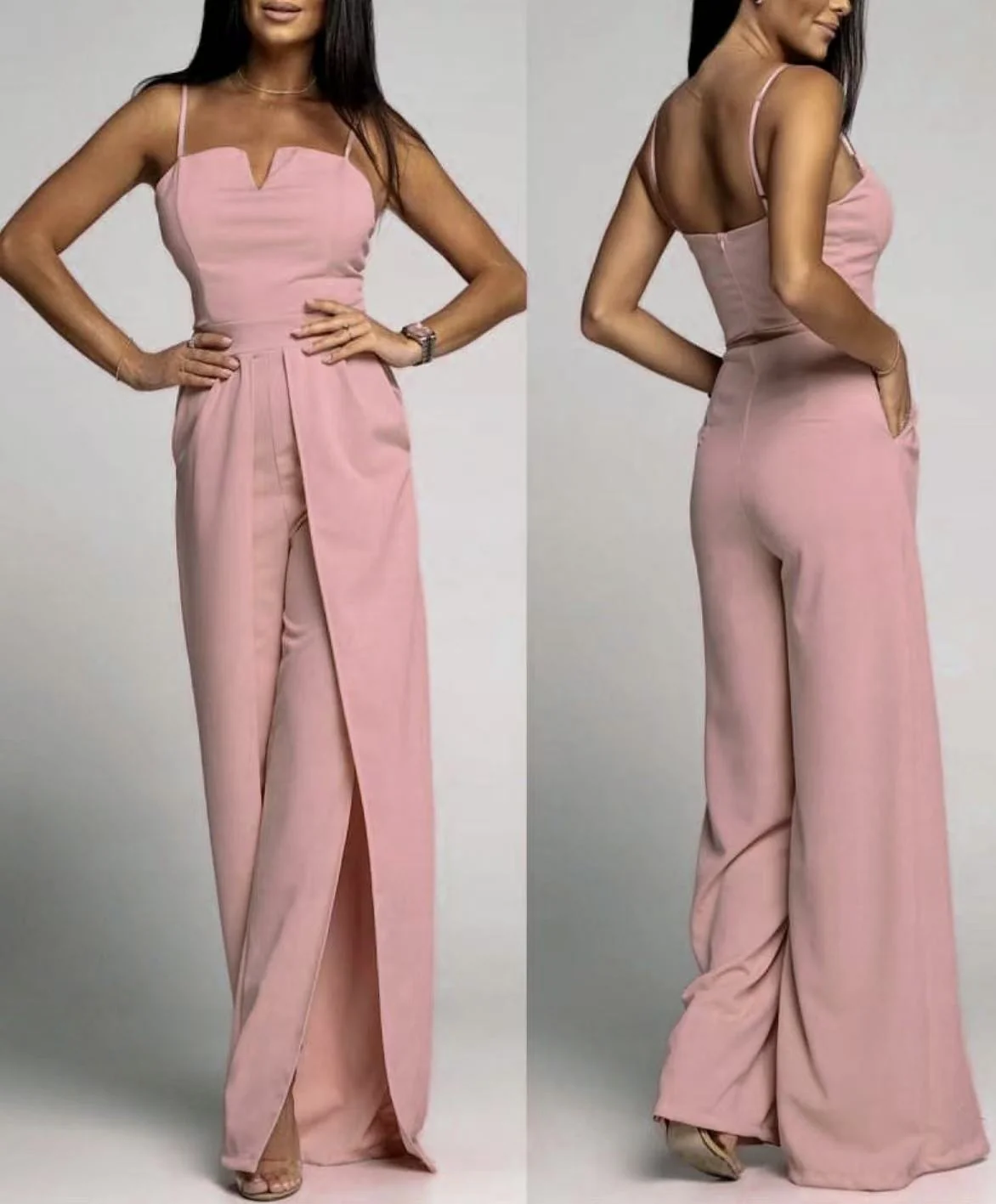 Ladies Jumpsuit – Strapless Slim Fit – Wide Legs with Front slit – Elegant One-Piece - Image 4