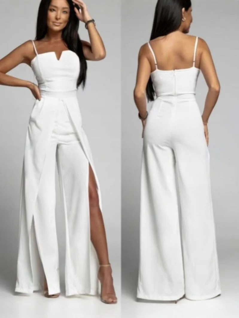 Ladies Jumpsuit – Strapless Slim Fit – Wide Legs with Front slit – Elegant One-Piece - Image 7