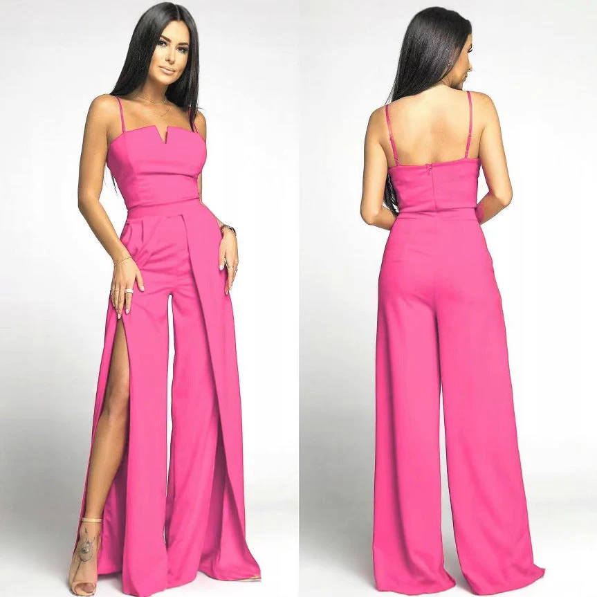 Ladies Jumpsuit – Strapless Slim Fit – Wide Legs with Front slit – Elegant One-Piece - Image 8