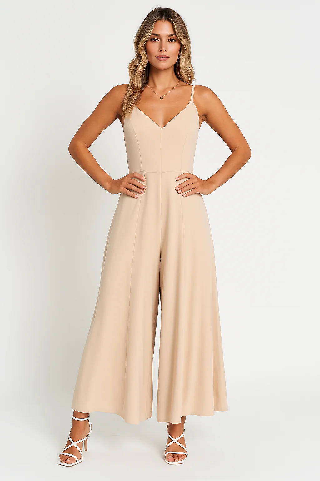Ladies Jumpsuit – V-Neck – Spaghetti Straps – Wide Legs – Relaxed Fit – Airy Fabric - Image 2
