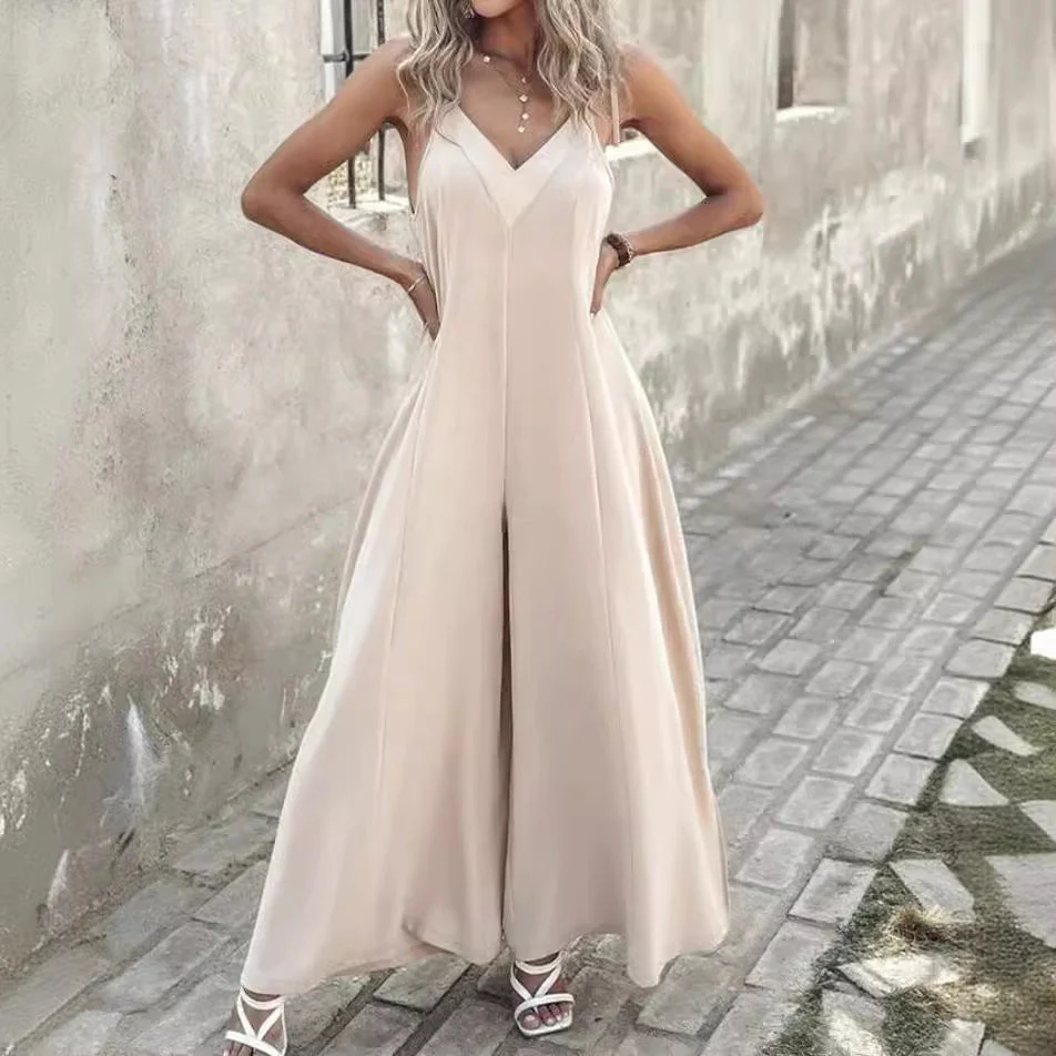 Ladies Jumpsuit – V-Neck – Spaghetti Straps – Wide Legs – Relaxed Fit – Airy Fabric - Image 3